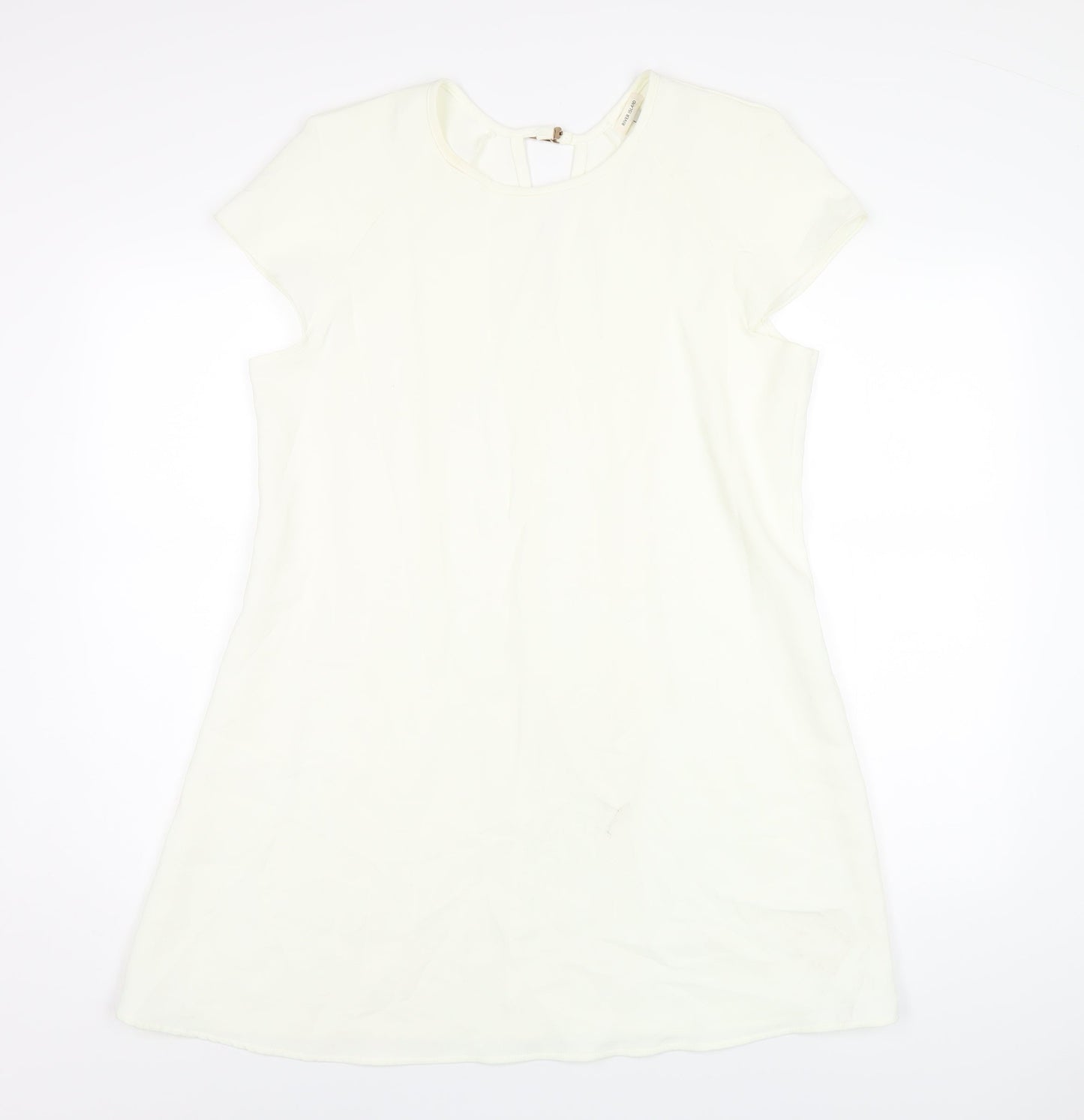 River Island Womens Ivory Polyester A-Line Size 14 Round Neck Buckle