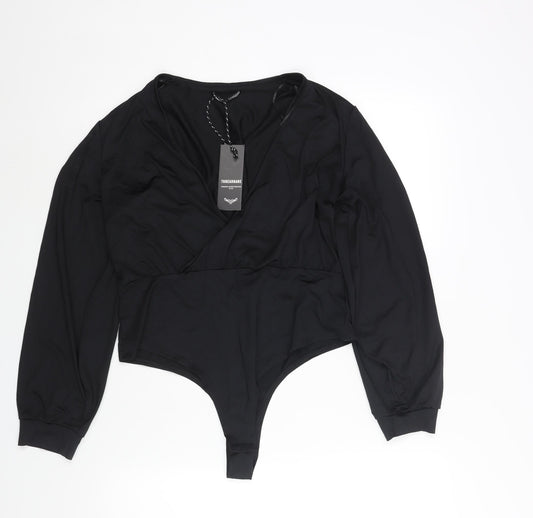 Threadbare Womens Black Polyamide Bodysuit One-Piece Size 14 Snap