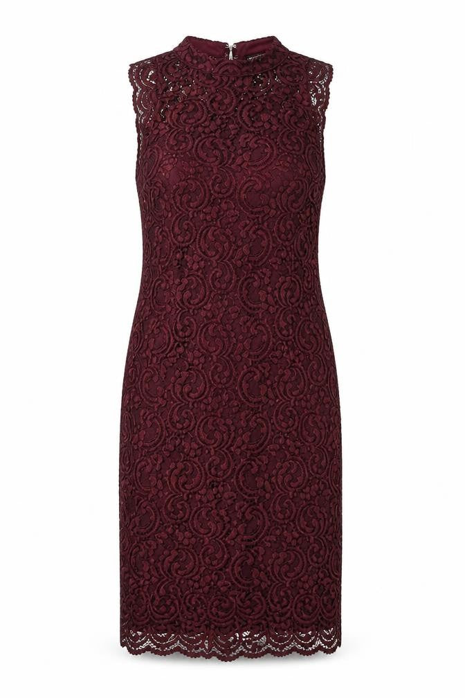 Front view of Miss Selfridge women’s purple nylon shift, size UK 10, mock neck zip