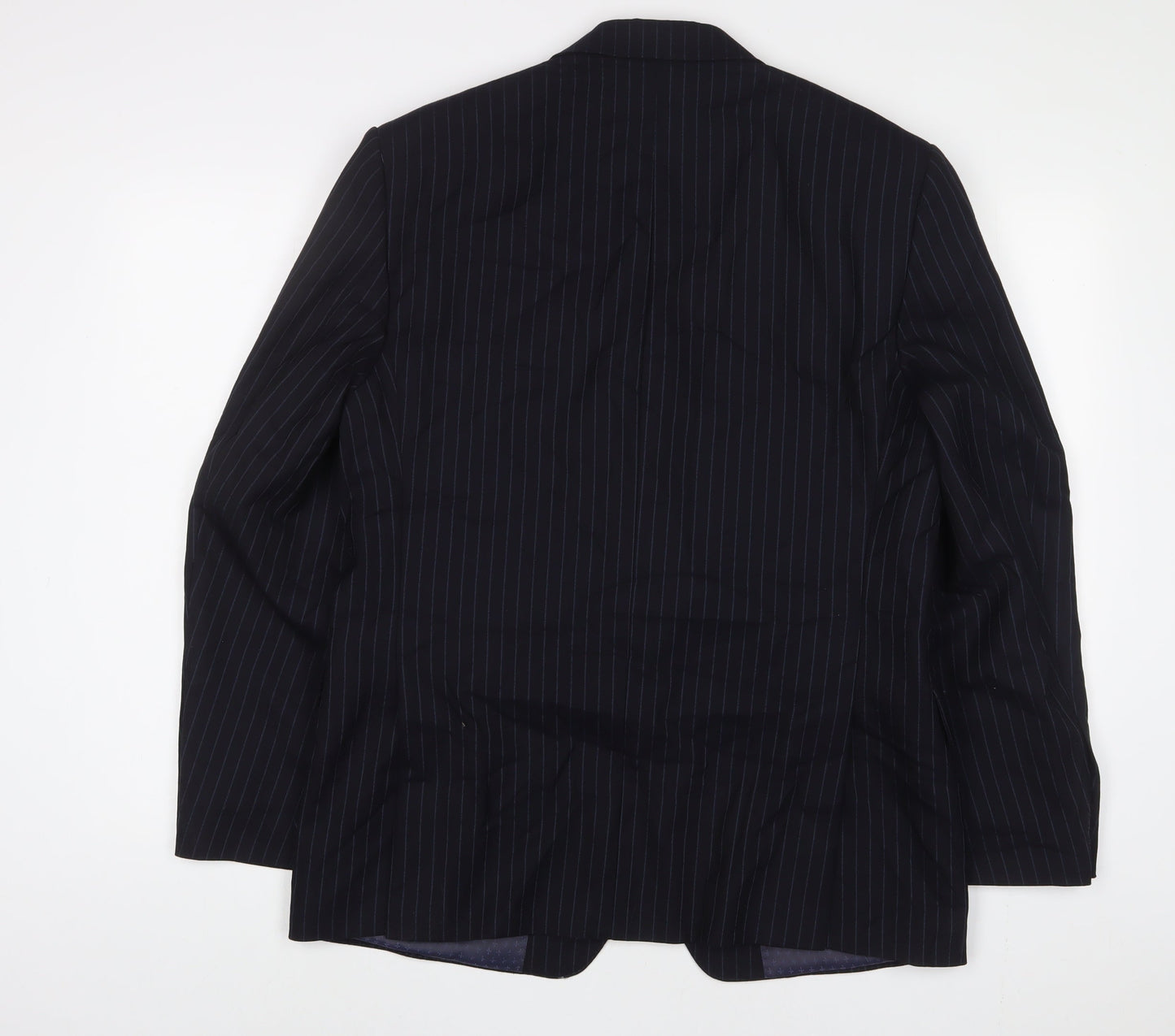 Marks and Spencer Mens Blue Striped Wool Jacket Suit Jacket Size 40 Regular - Inside Pockets