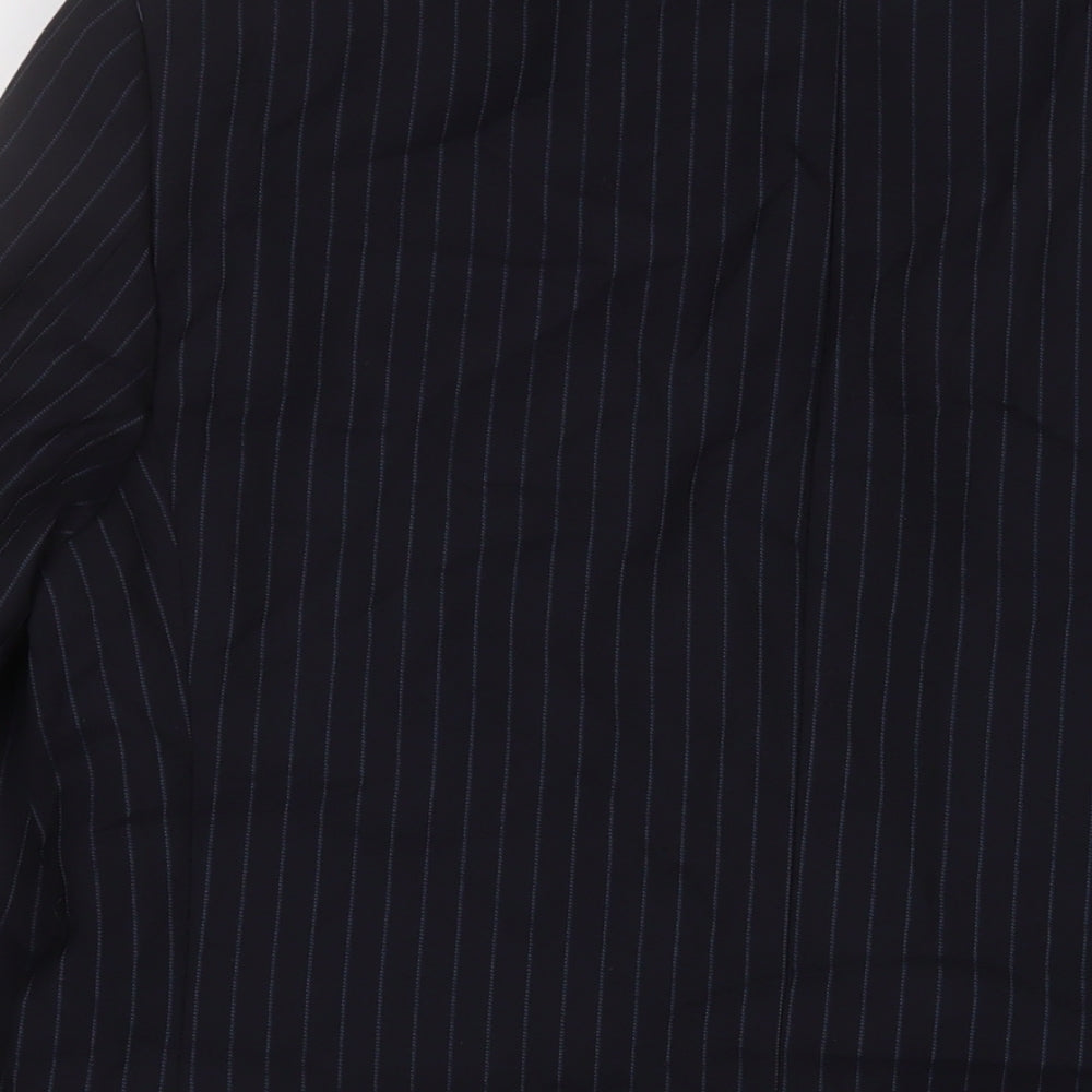 Marks and Spencer Mens Blue Striped Wool Jacket Suit Jacket Size 40 Regular - Inside Pockets