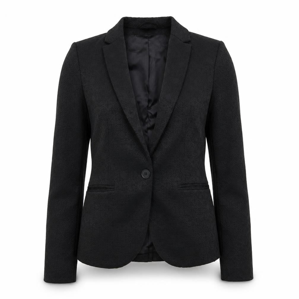 H&M Womens Black Argyle/Diamond Jacket Blazer Size 6 Button
