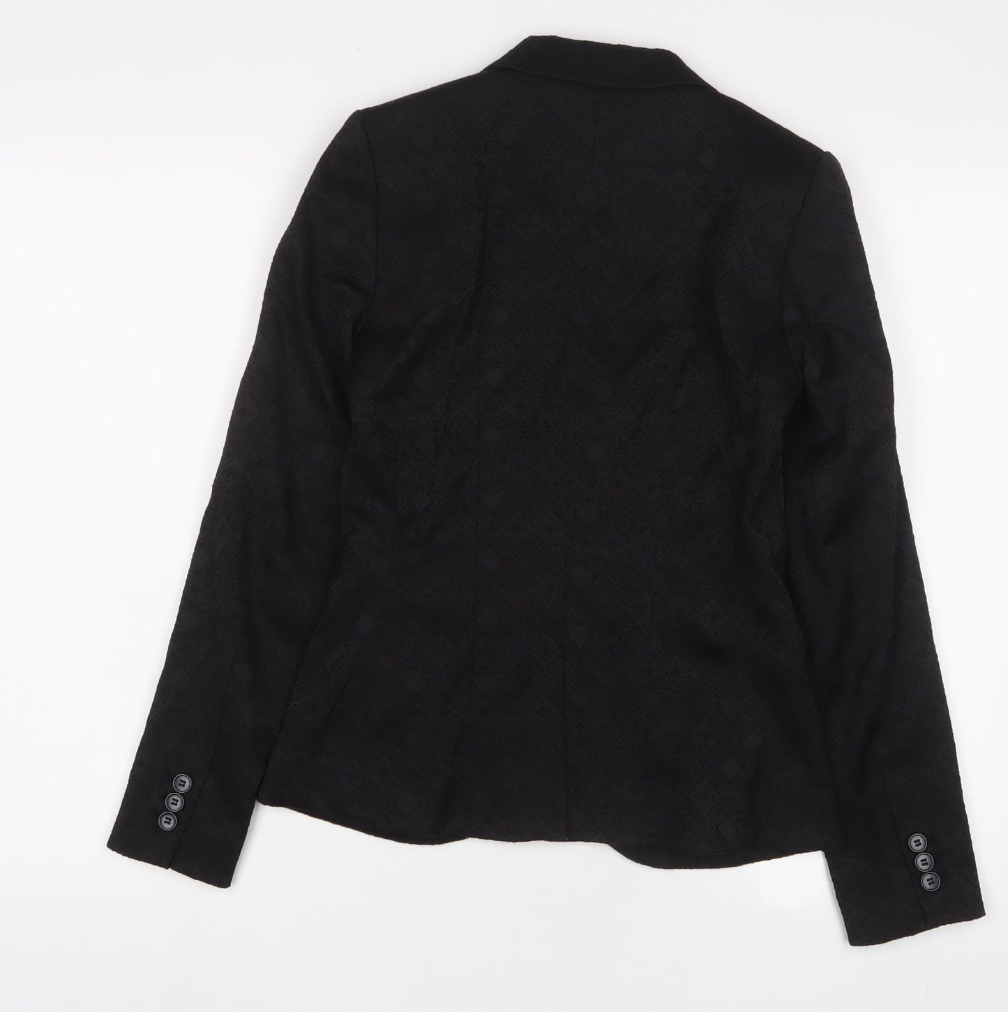 H&M Womens Black Argyle/Diamond Jacket Blazer Size 6 Button