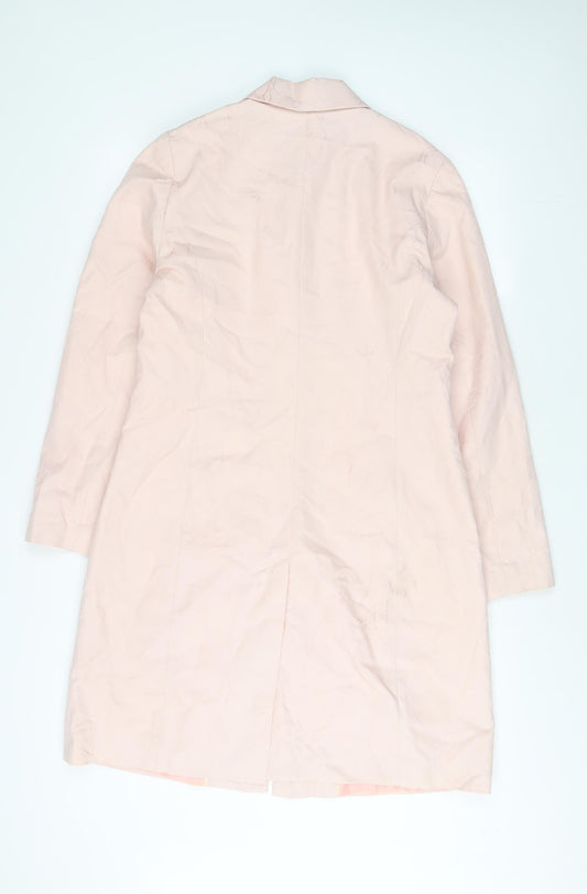 NEXT Womens Pink Geometric Overcoat Coat Size 12 Button - Embroidered