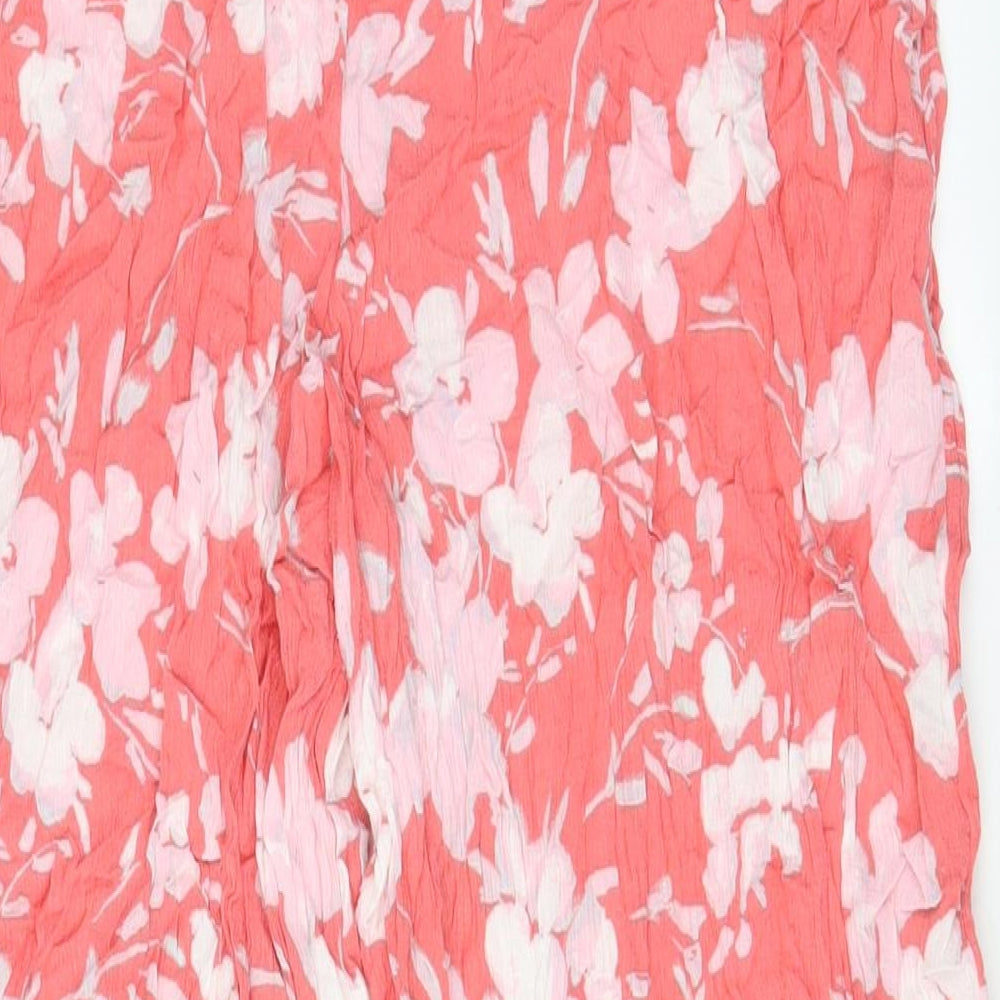 VERO MODA Womens Pink Floral Viscose Trousers Size 2XL L29 in Regular