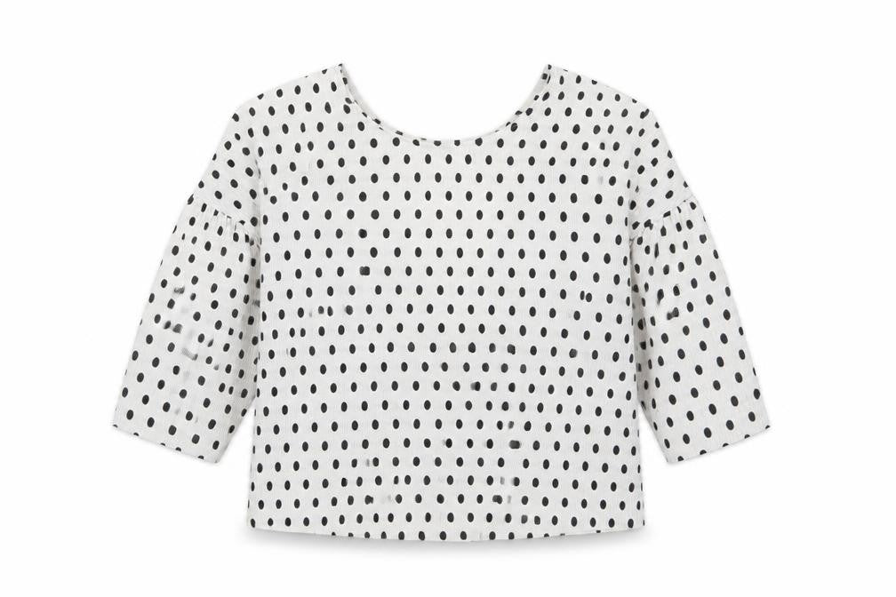Miss Selfridge Womens White Polka Dot Polyester Basic T-Shirt Size 10 Crew Neck
