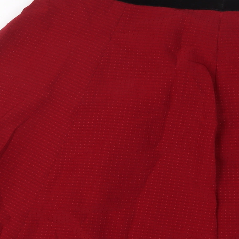 Lagom Womens Red Polyester A-Line Skirt Size 12 Zip