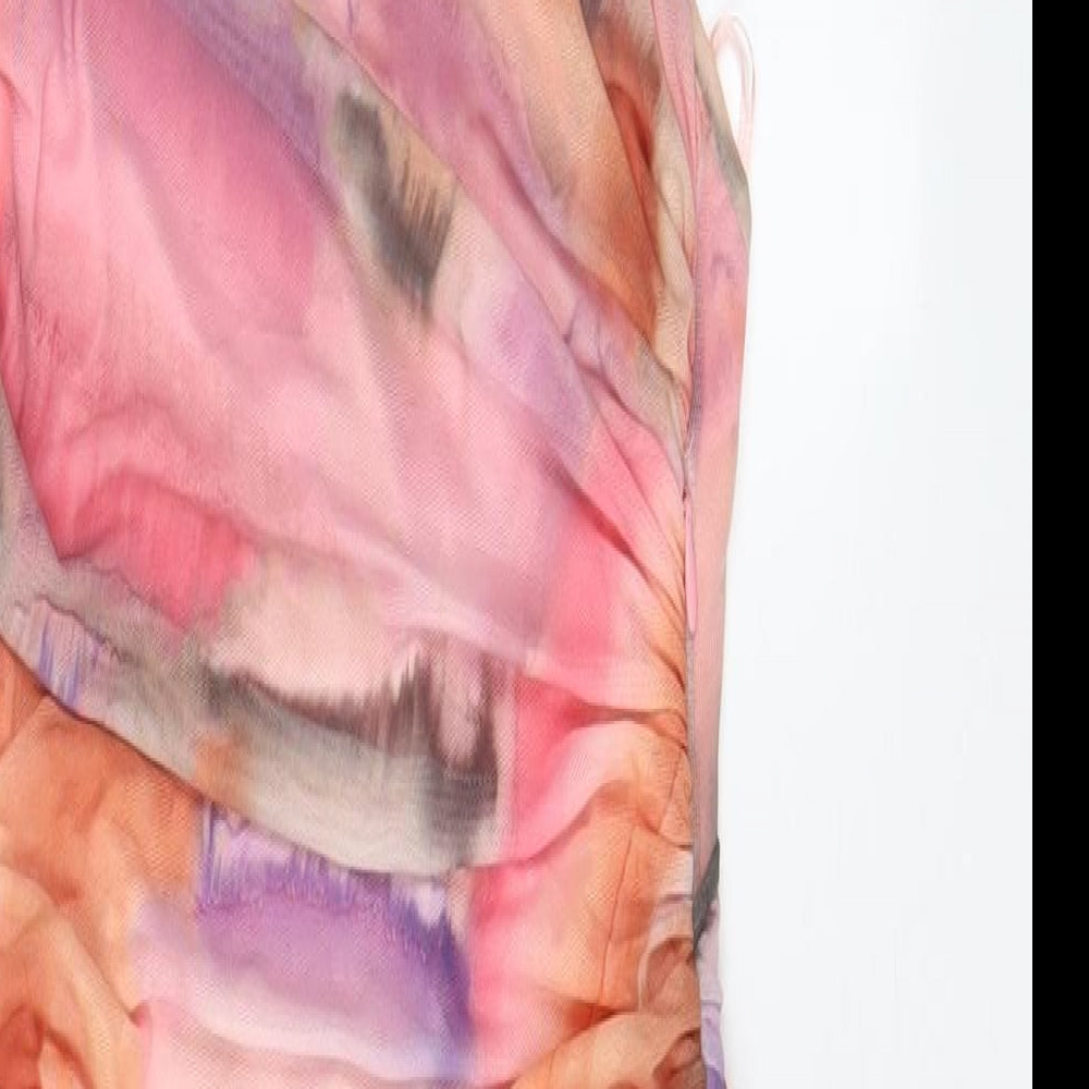 Zara Womens Multicoloured Geometric Polyester A-Line Size S Halter Zip