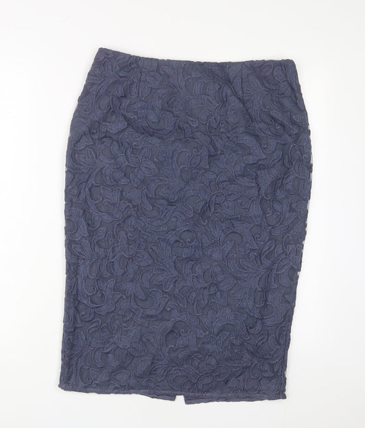 Autograph Womens Blue Polyester A-Line Skirt Size 32 in Zip