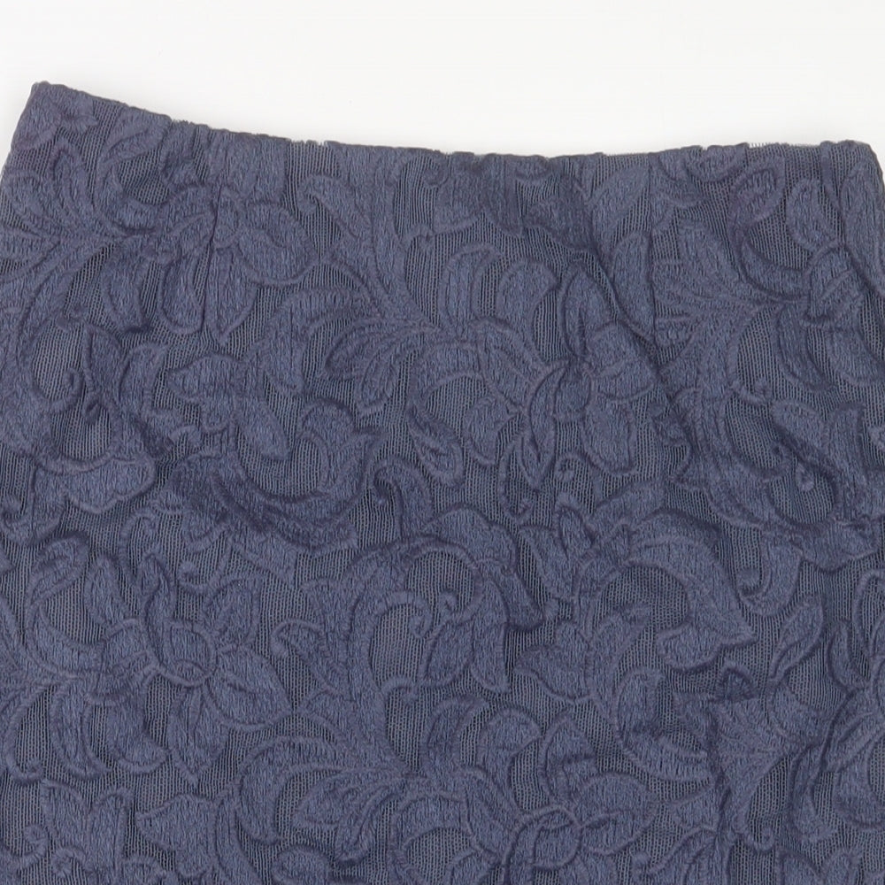 Autograph Womens Blue Polyester A-Line Skirt Size 32 in Zip