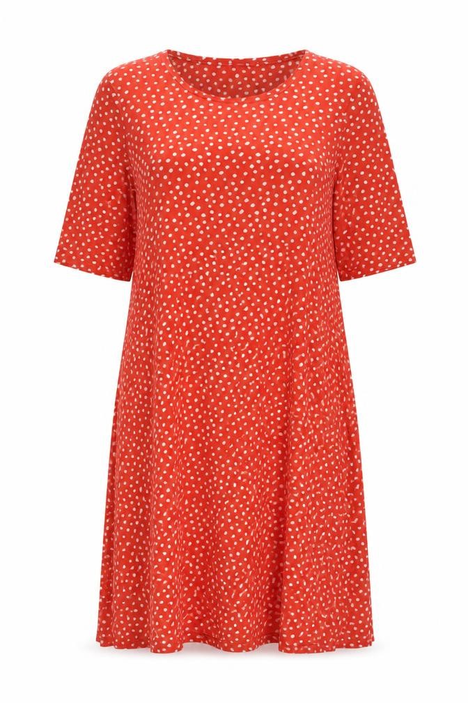 Marks and Spencer Womens Brown Polka Dot Viscose A-Line Size 12 Crew Neck Pullover