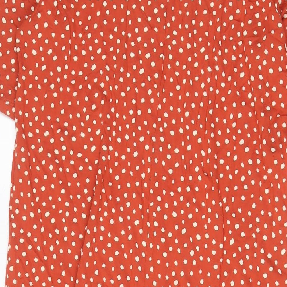 Marks and Spencer Womens Brown Polka Dot Viscose A-Line Size 12 Crew Neck Pullover