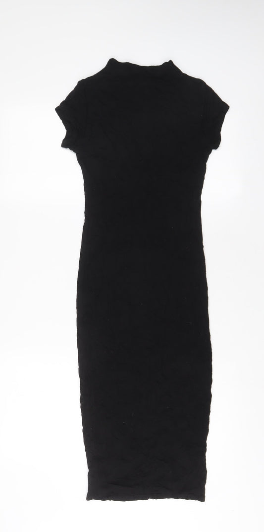 Black Note Womens Black Viscose Bodycon Size M High Neck Pullover