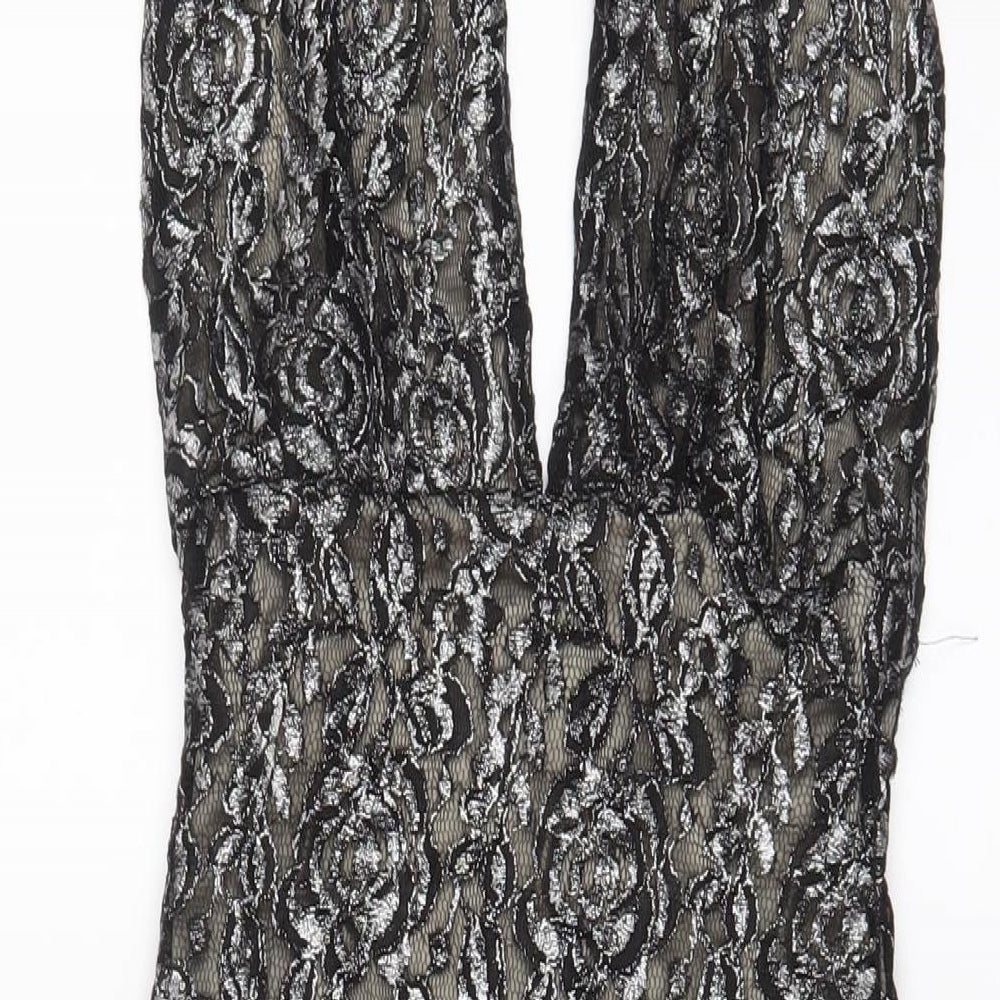 Love Womens Grey Floral Polyester A-Line Size S Halter Button