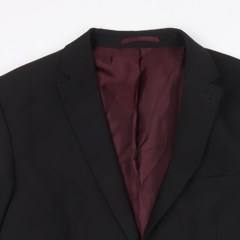 Fellini Mens Black Polyester Jacket Suit Jacket Size 42 Regular
