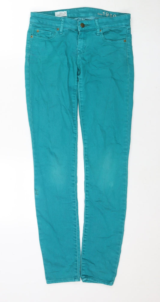 Gap Womens Blue Cotton Skinny Jeans Size 26 L32 in Regular Zip