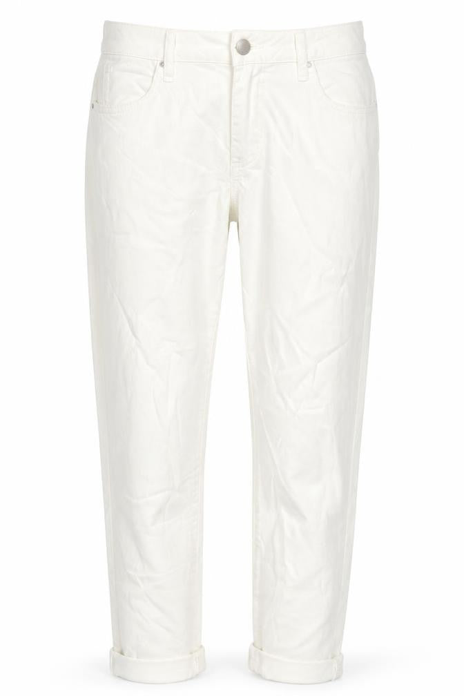 Marks and Spencer Womens White Cotton Tapered Jeans Size 12 L24 in Regular Zip