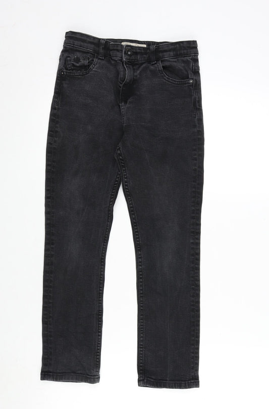 The Jones Girls Grey Cotton Straight Jeans Size 10-11 Years L23 in Regular Zip