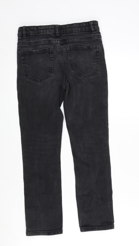 The Jones Girls Grey Cotton Straight Jeans Size 10-11 Years L23 in Regular Zip