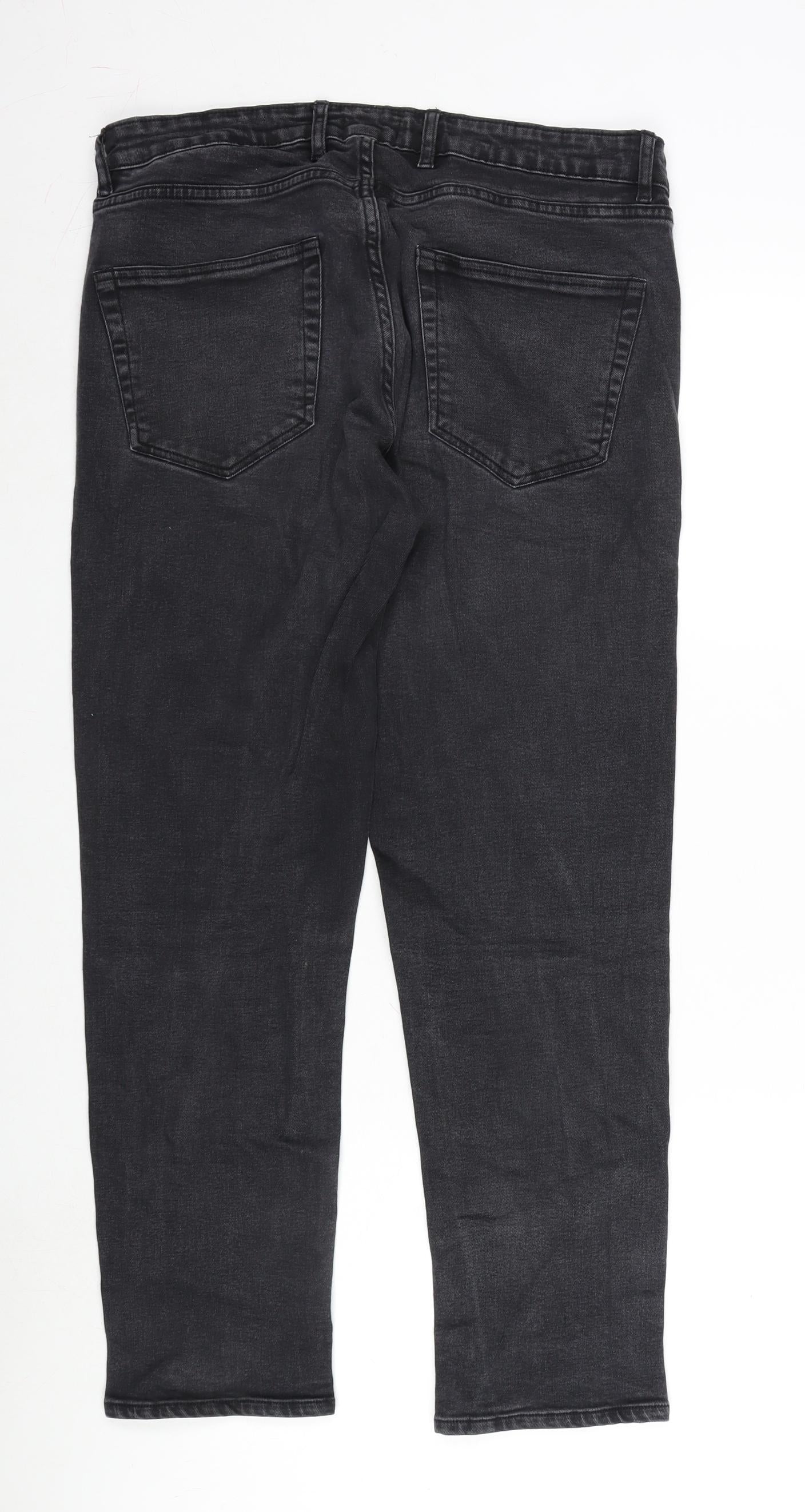 Baukjen Mens Grey Cotton Blend Straight Jeans Size 29 in L26 in Regular Zip