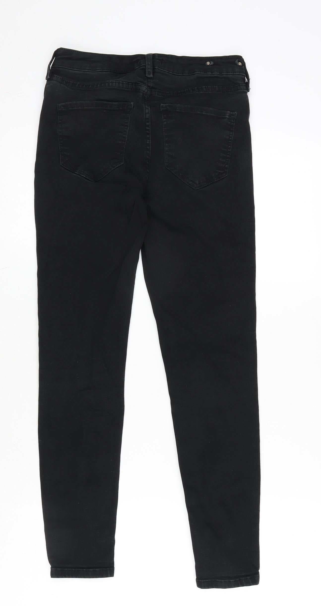 River Island Womens Black Cotton Blend Straight Jeans Size 8 L25 in Regular