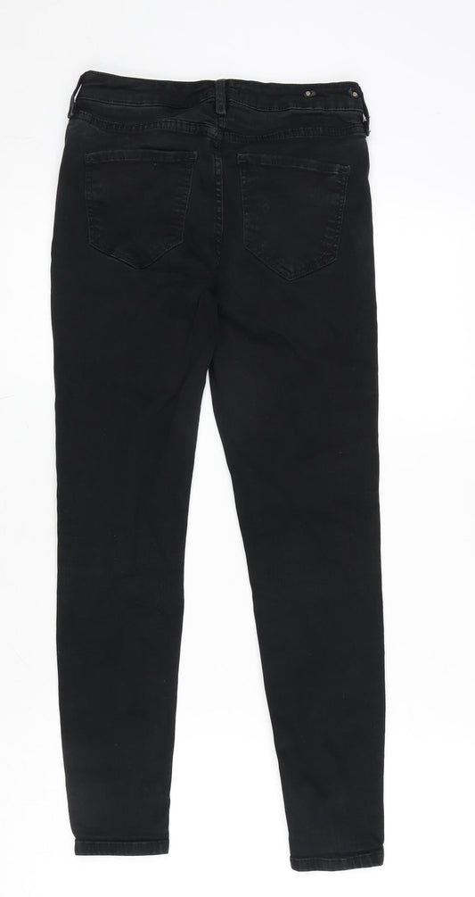 River Island Womens Black Cotton Blend Straight Jeans Size 8 L25 in Regular