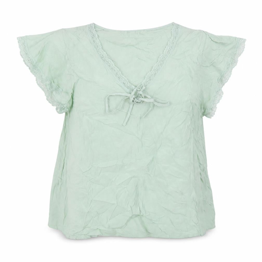 Marks and Spencer Womens Green Viscose Basic Blouse Size 16 V-Neck