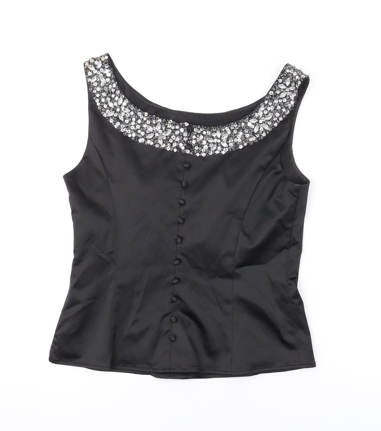 Kaliko Womens Black Polyester Basic Tank Size 12 Scoop Neck
