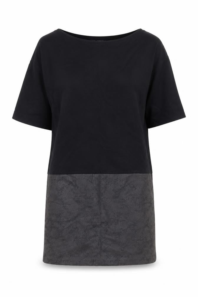 Front view of French Connection women’s black viscose a-line, size XS, round neck pullover