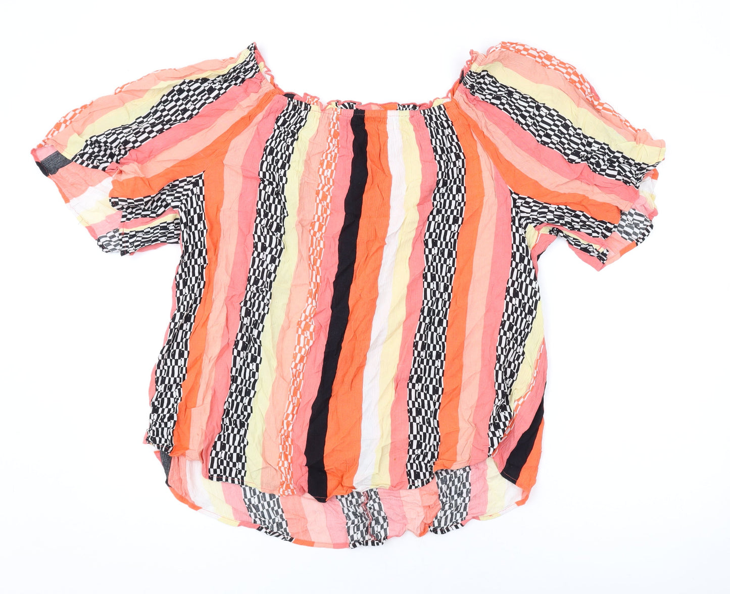 Gap Womens Multicoloured Striped Viscose Basic Blouse Size L Off the Shoulder