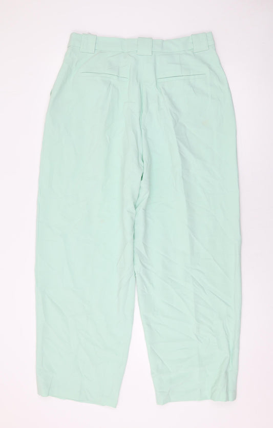 Marks and Spencer Womens Green Polyester Trousers Size 14 L27 in Regular Zip