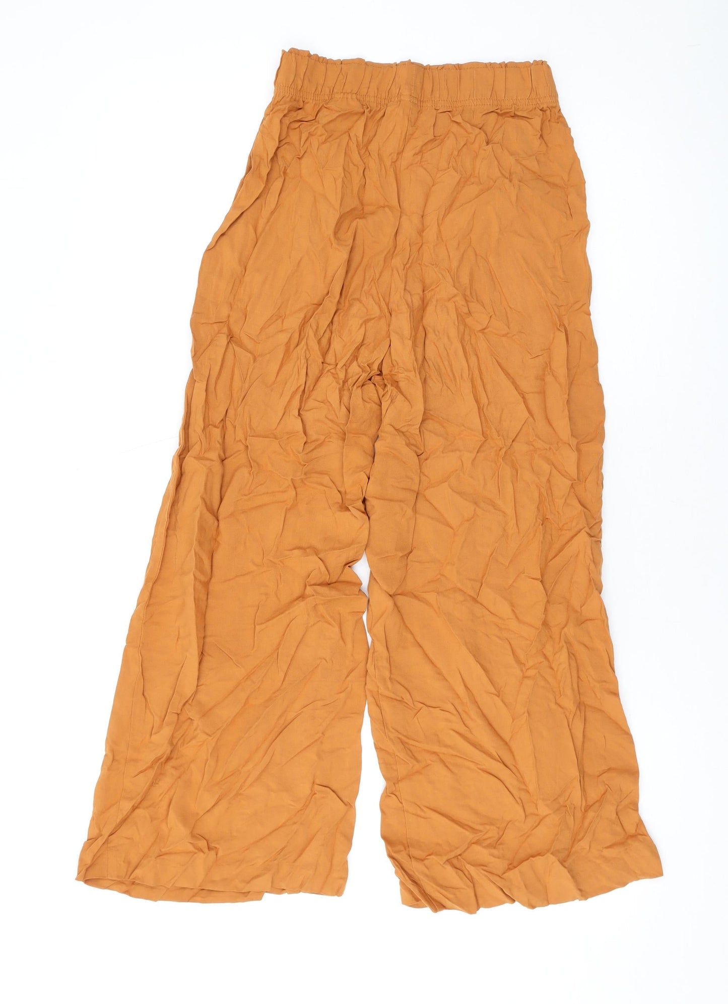 H&M Womens Yellow Viscose Trousers Size XS L23 in Regular