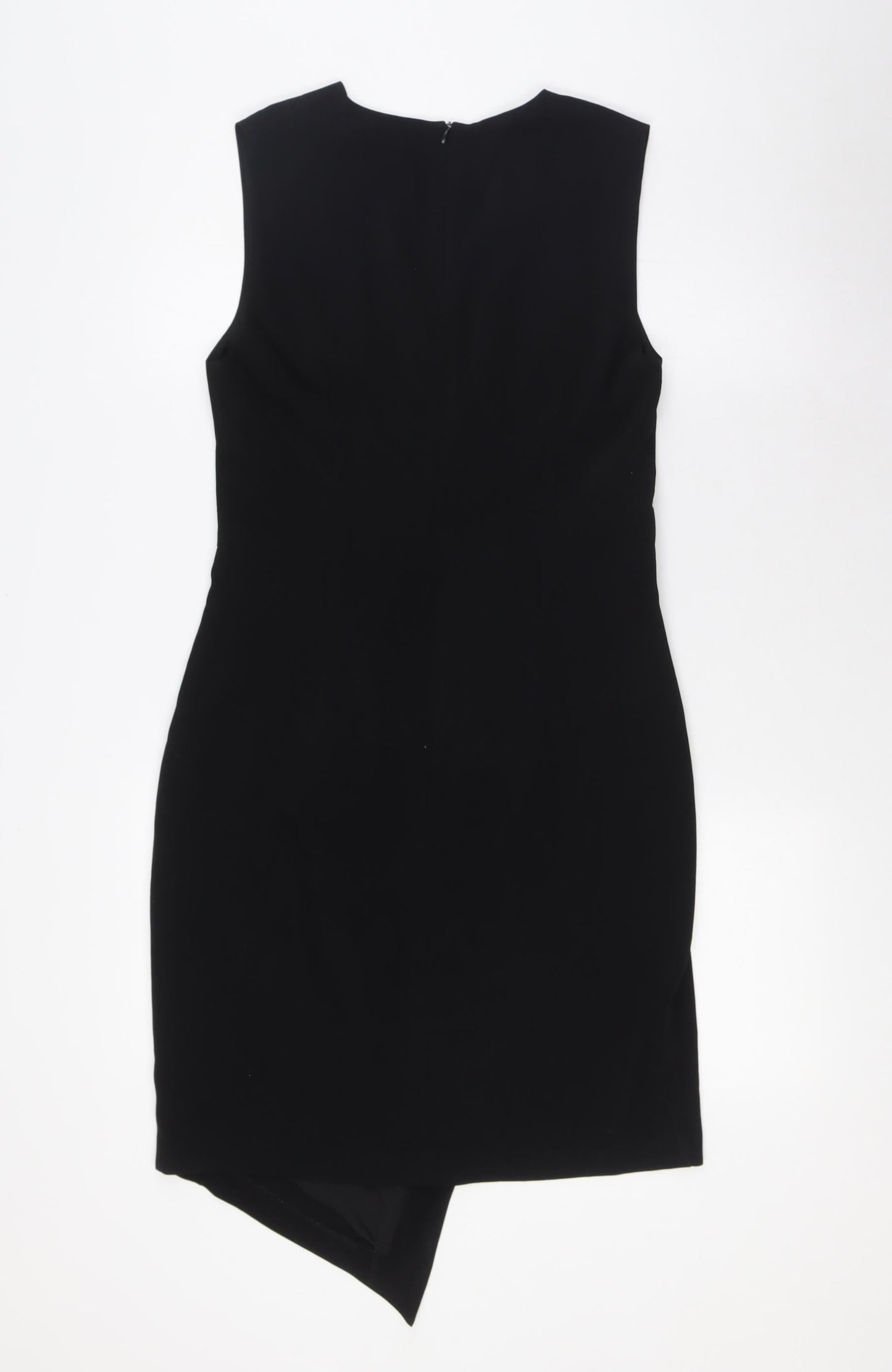 Hamburger Studio Womens Black Polyester Wrap Dress Size L V-Neck Zip