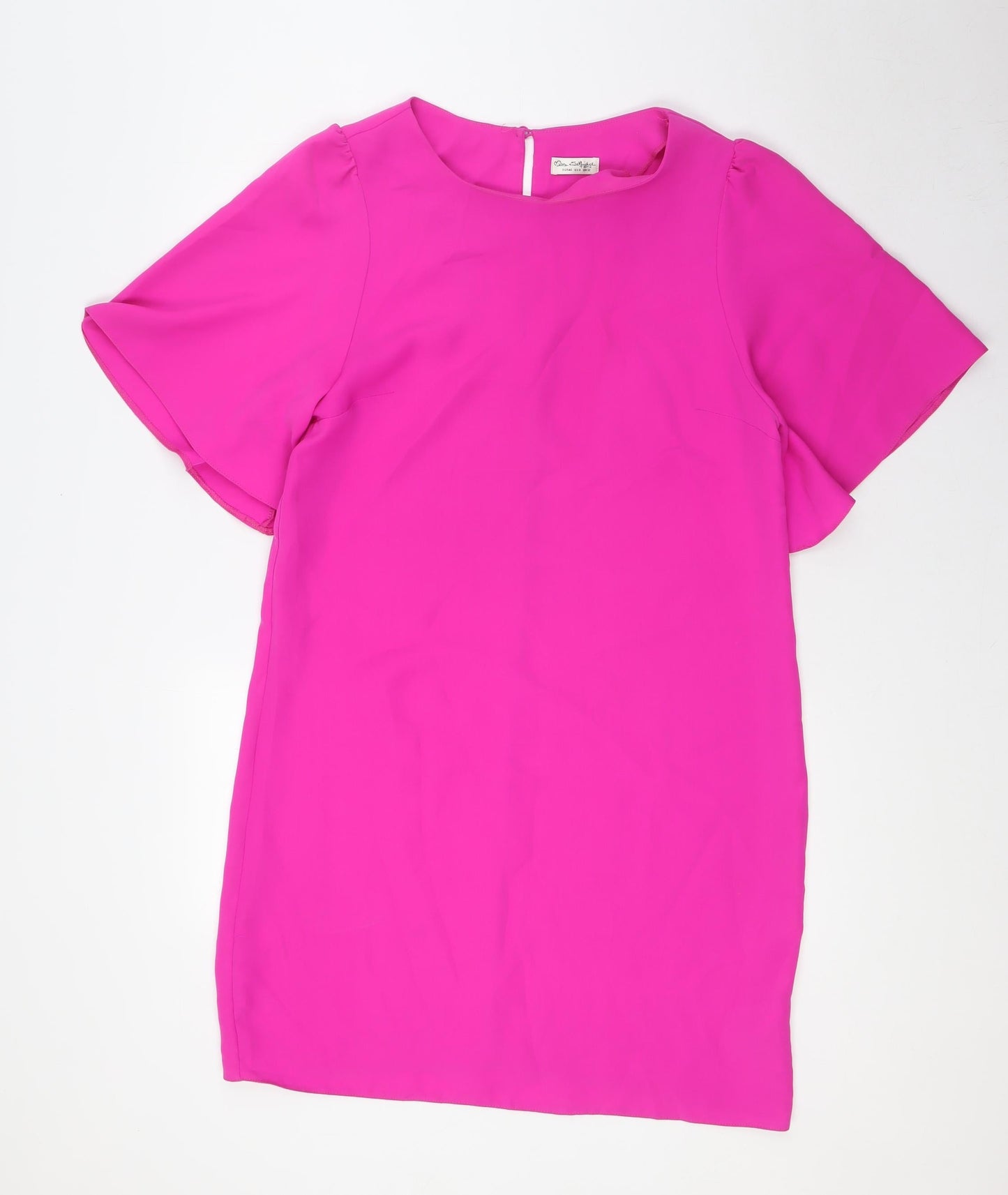 Miss Selfridge Womens Pink Polyester A-Line Size 12 Boat Neck Button