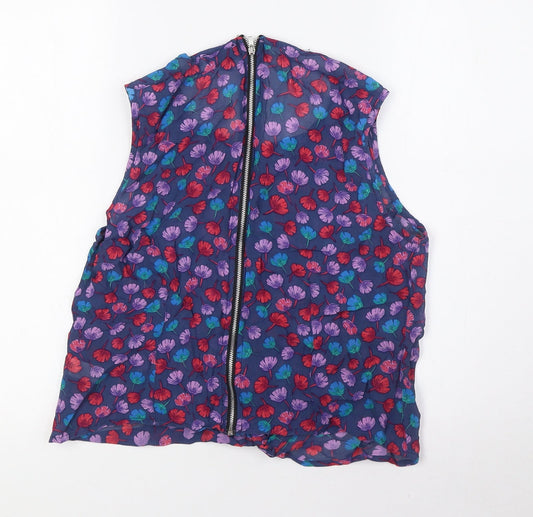 TOPS Womens Multicoloured Floral Viscose Basic Blouse Size 14 Round Neck - Shear