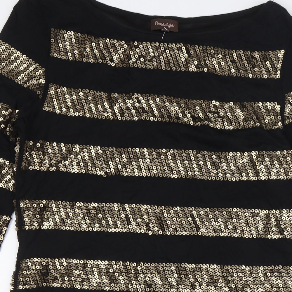 Phase Eight Womens Black Viscose Mini Size 12 Round Neck - Sequins