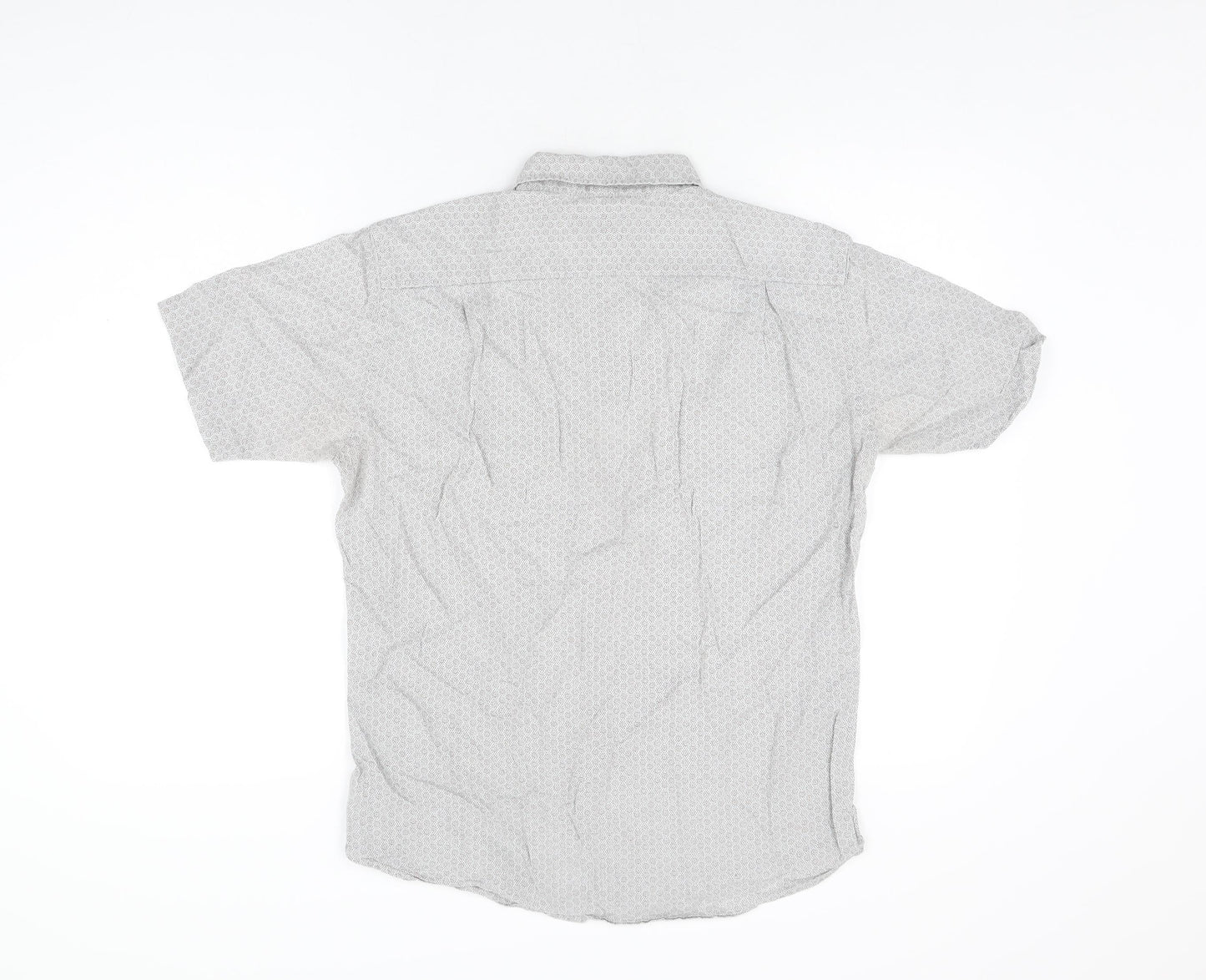 Uniqlo Mens Grey Geometric Cotton Button-Up Size S Collared Button