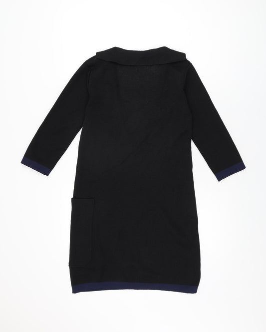 Selection Womens Black Polyester Bodycon Size S Collared Pullover