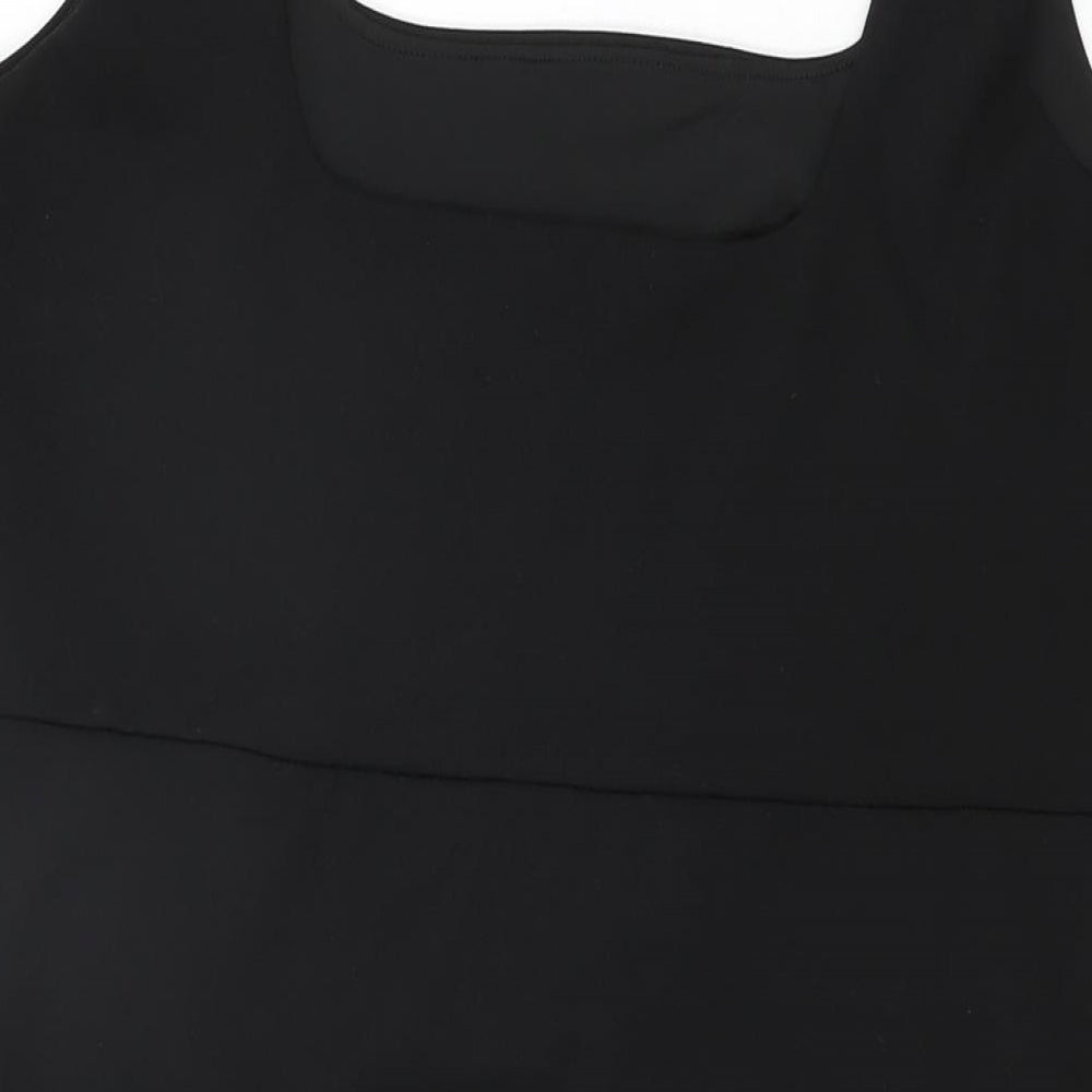 H&M Womens Black Polyester Mini Size XL Square Neck Pullover