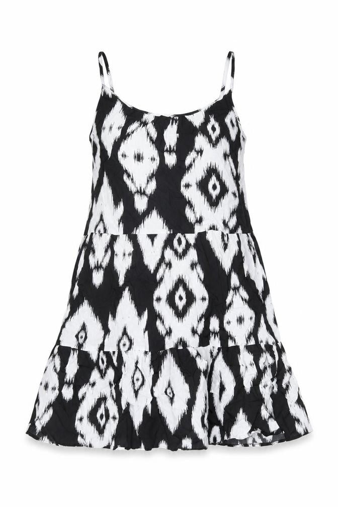 Marks and Spencer Womens Black Geometric Viscose Shift Size 10 Scoop Neck Pullover