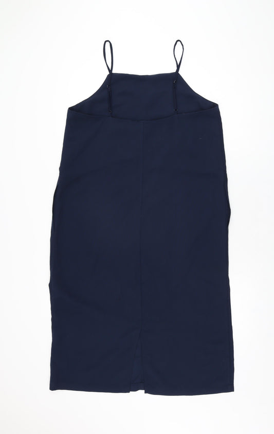Monki Womens Blue Polyester Shift Size M Square Neck Pullover