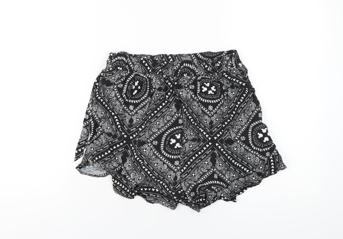 Disney Womens Black Paisley Vinyl Basic Shorts Size XS Regular Pull On