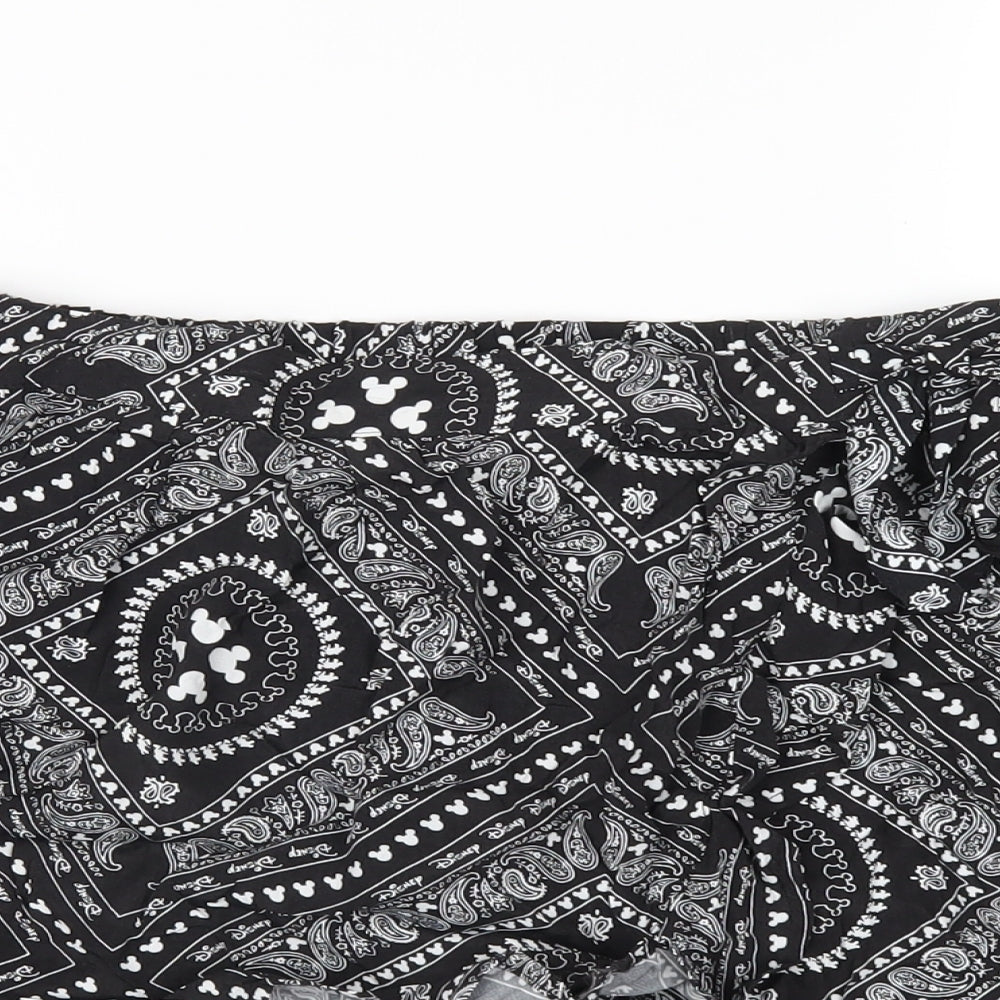 Disney Womens Black Paisley Vinyl Basic Shorts Size XS Regular Pull On