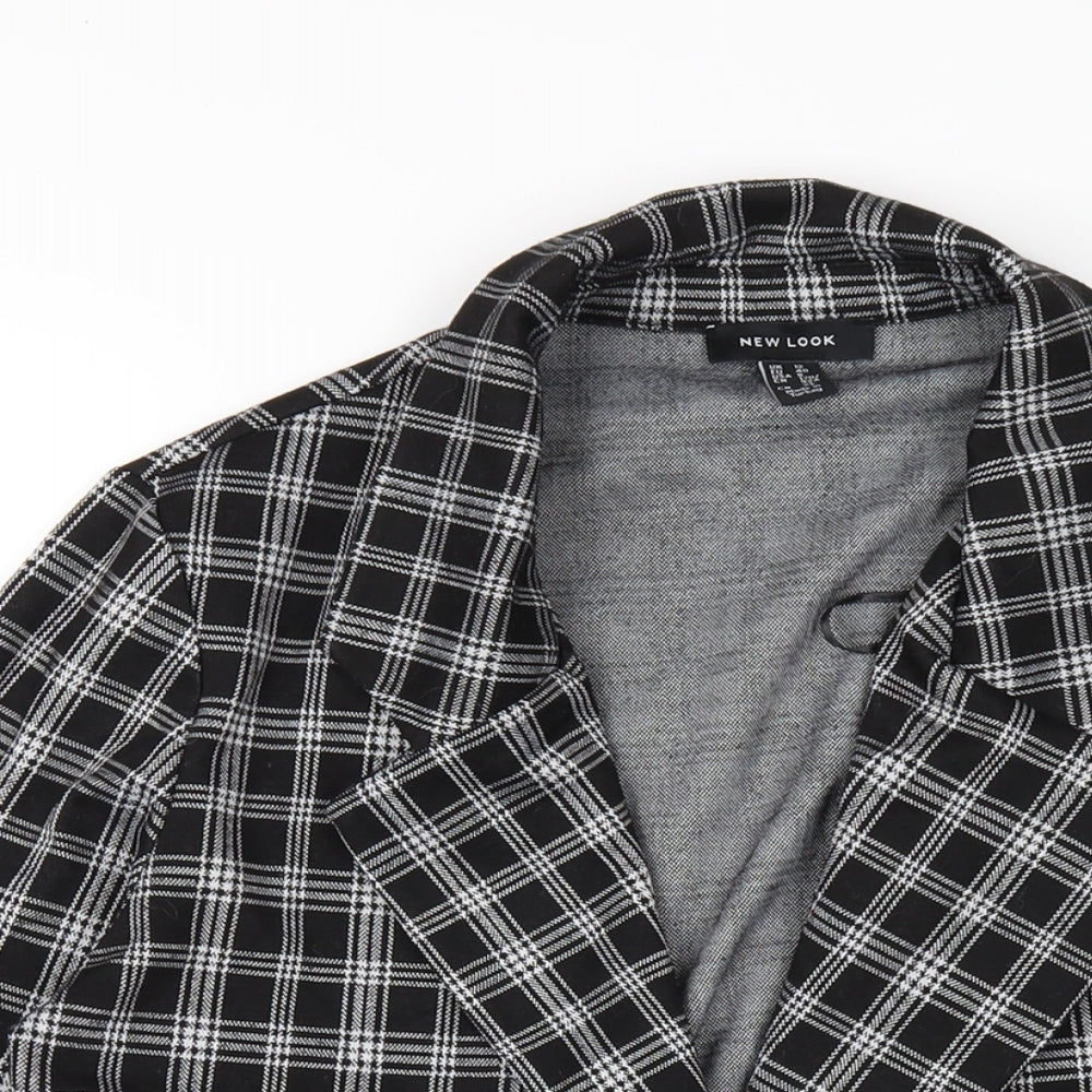 New Look Womens Black Plaid Jacket Blazer Size 12