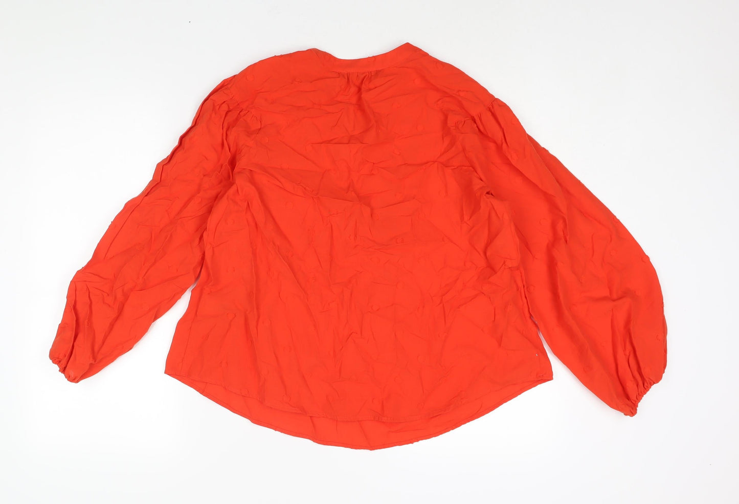 Marks and Spencer Womens Red Polka Dot Cotton Basic Blouse Size 8 V-Neck