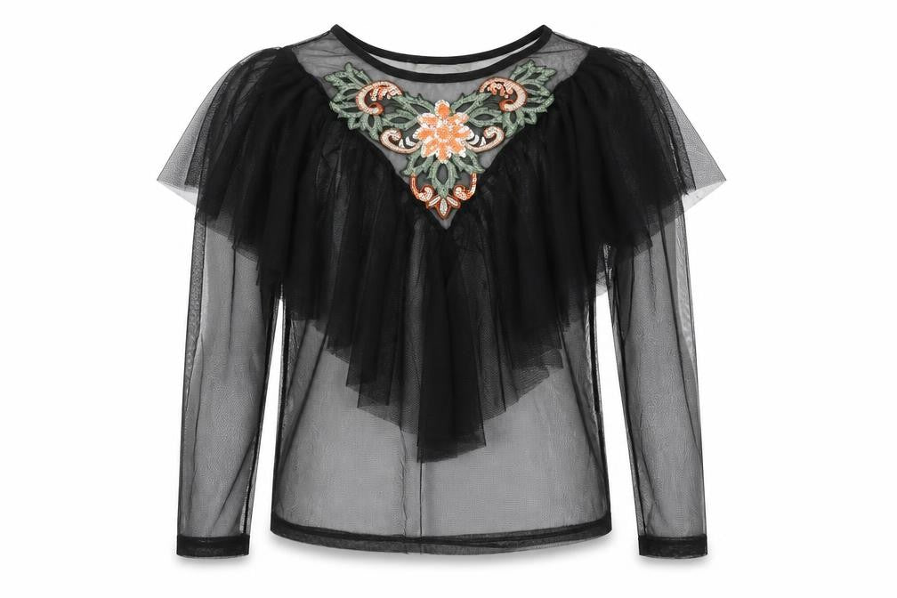 Womens UK Size S Twinkle Black Polyester Blouse