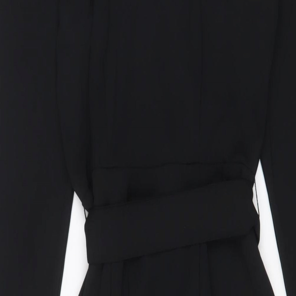 Marks and Spencer Womens Black Polyester A-Line Size 8 Collared Pullover - Belted