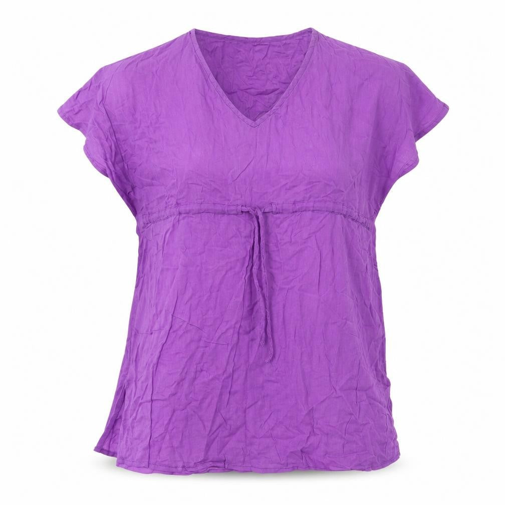 BHS Womens Purple Cotton Basic T-Shirt Size 8 V-Neck