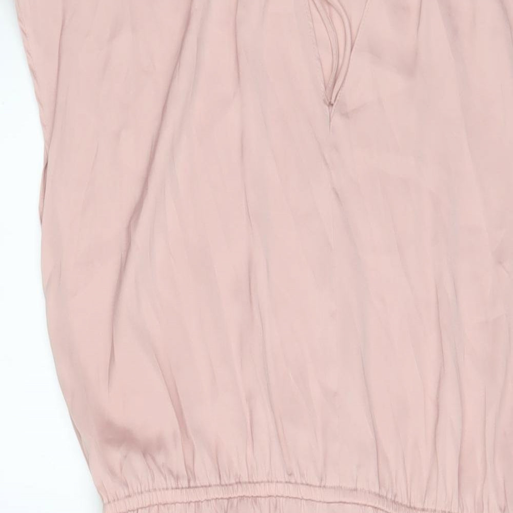 H&M Womens Pink Polyester A-Line Size 14 Crew Neck Pullover - Keyhole neck