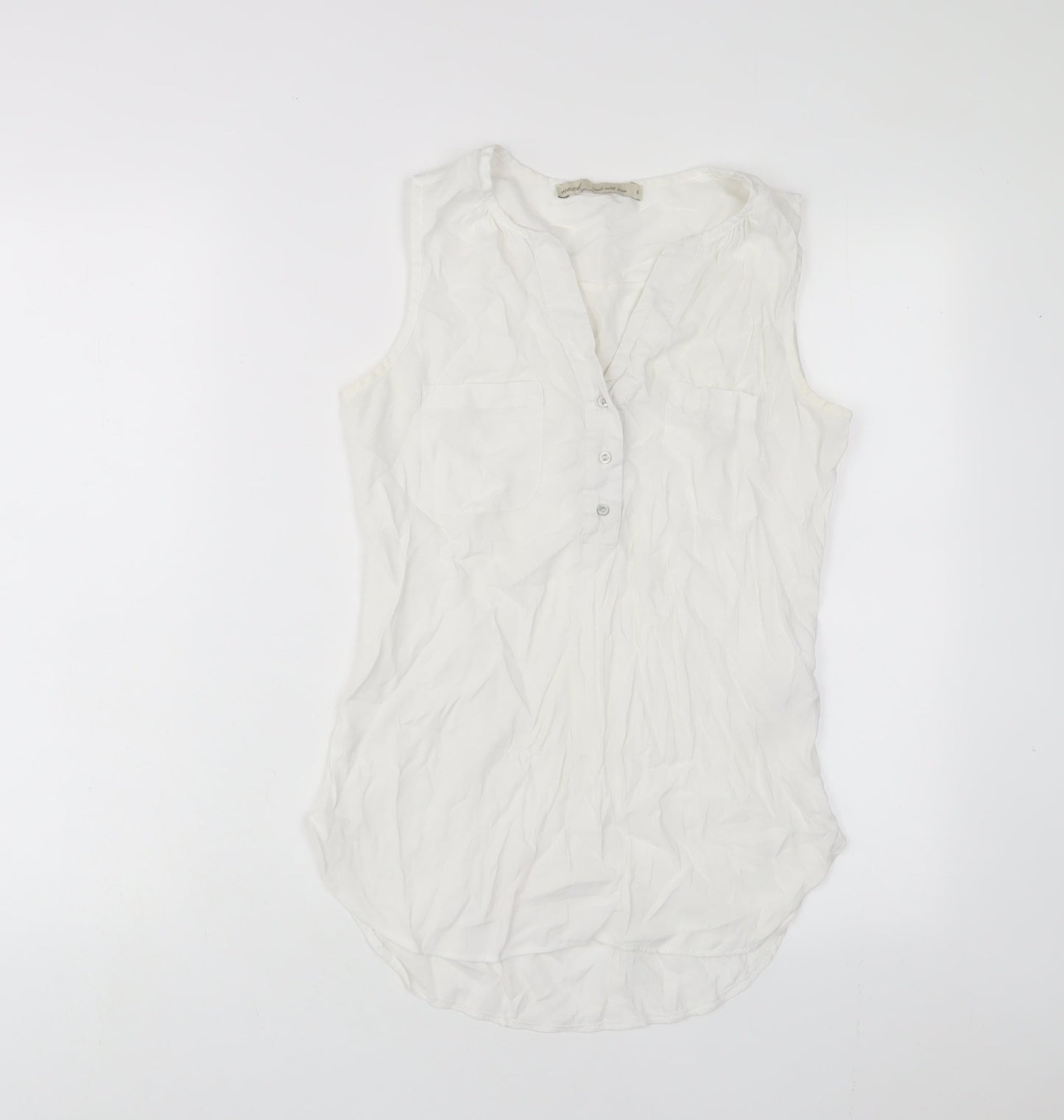 NEXT Womens White Viscose Basic Tank Size 6 V-Neck